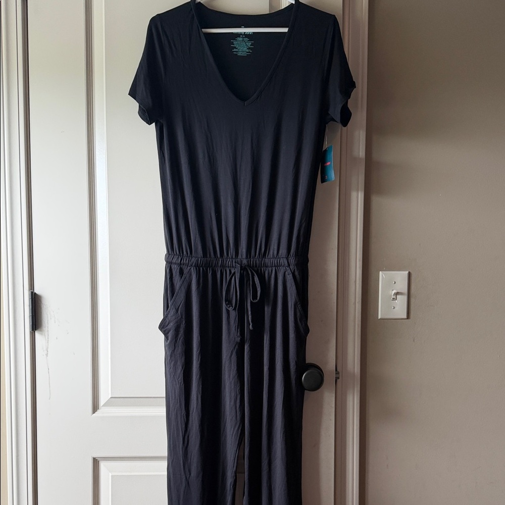 Tommy John size medium Black V-Neck Drawstring Jumpsuit